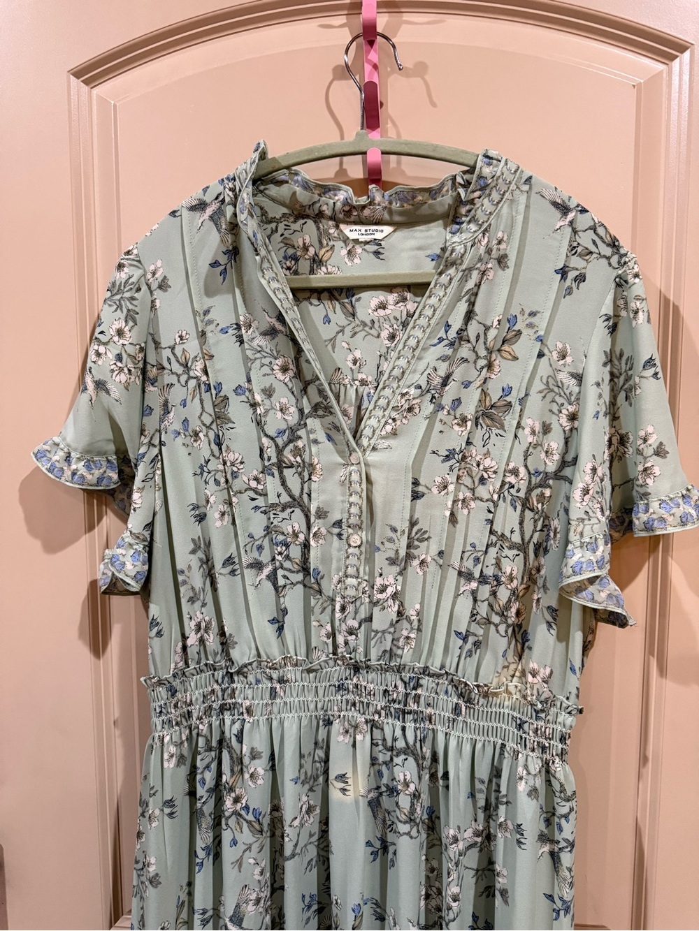 Max Studio Pale Mint Floral Tiered Maxi Dress - Picture 5 of 8